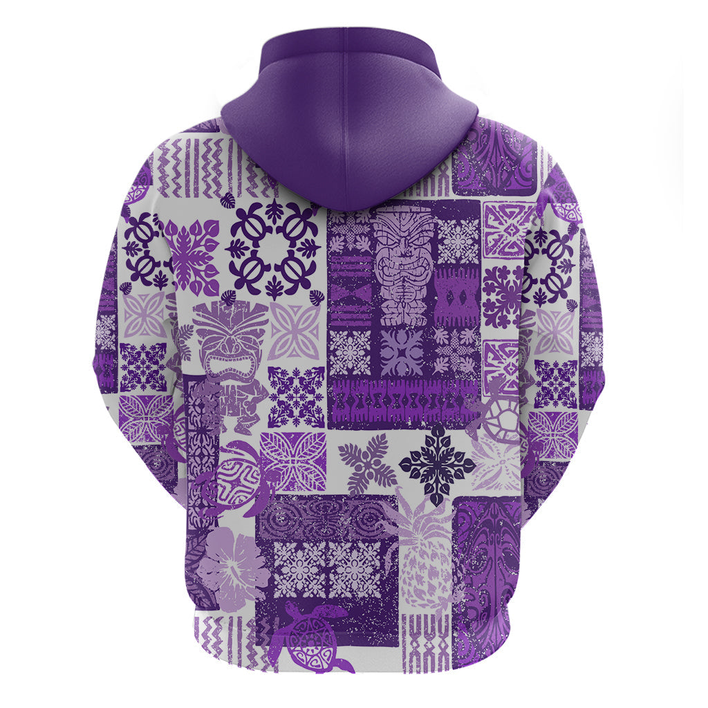 Hawaiian Quilt Hoodie Tiki Tropical Retro Purple Version LT14
