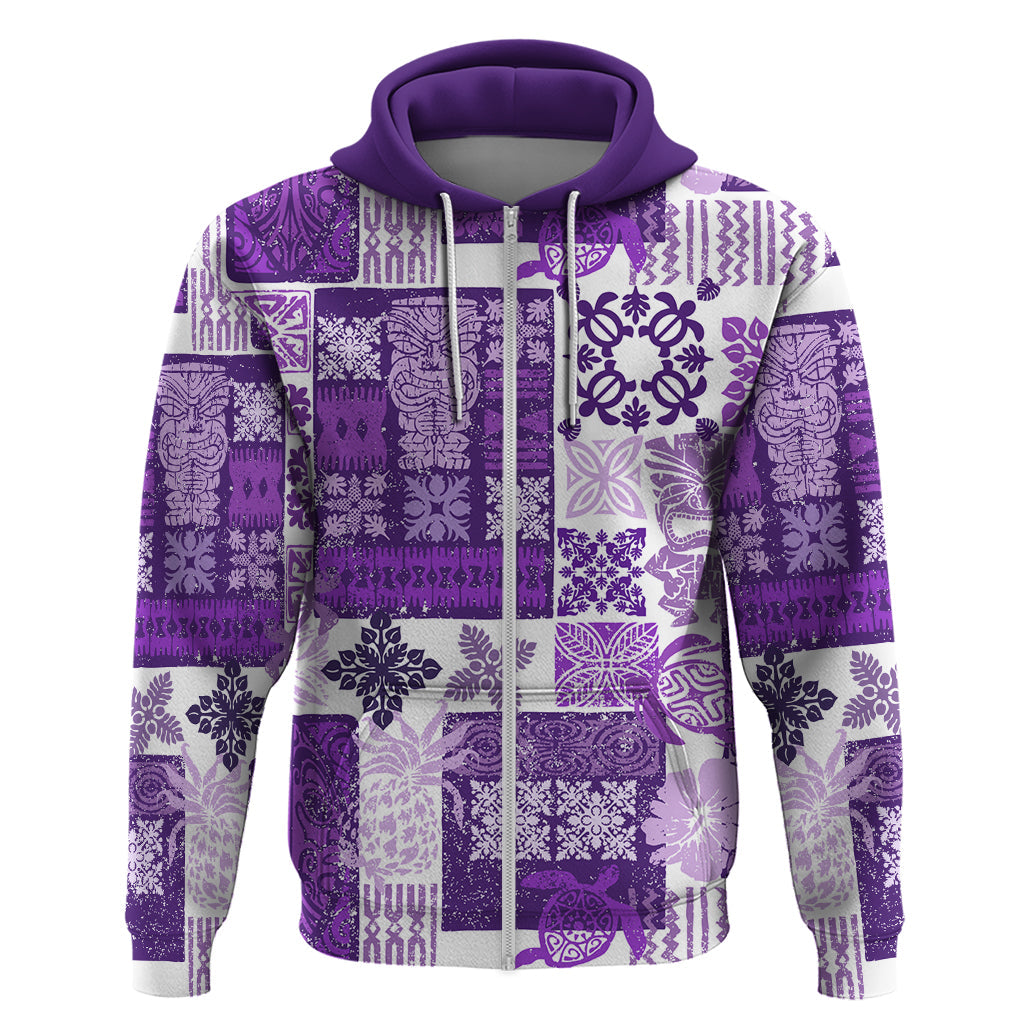 Hawaiian Quilt Hoodie Tiki Tropical Retro Purple Version LT14