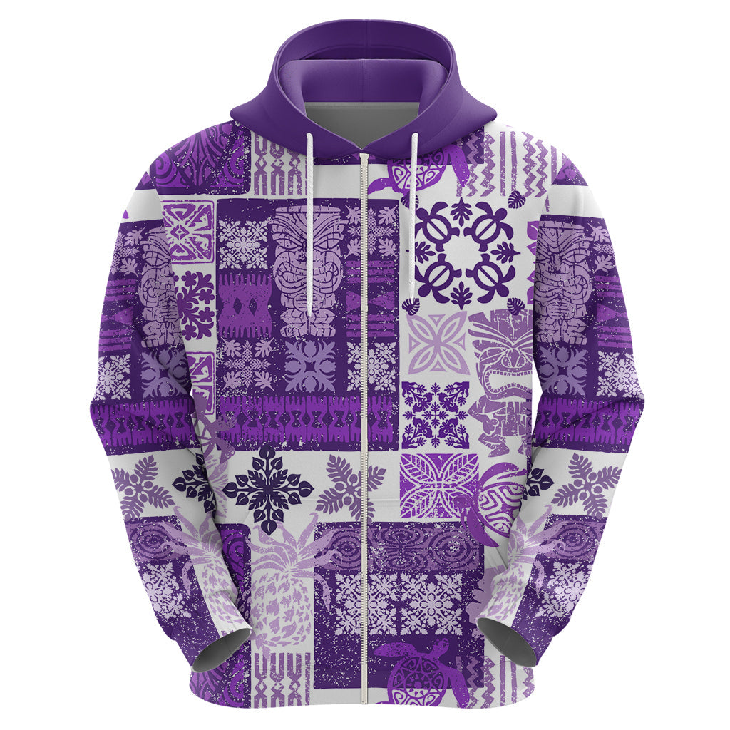 Hawaiian Quilt Hoodie Tiki Tropical Retro Purple Version LT14