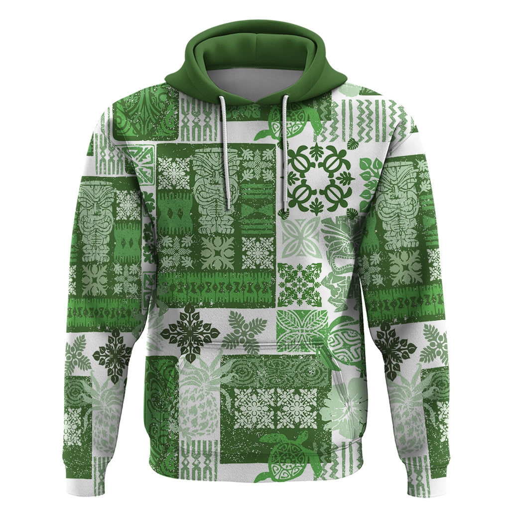 Hawaiian Quilt Hoodie Tiki Tropical Retro Green Version LT14