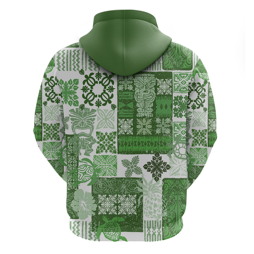 Hawaiian Quilt Hoodie Tiki Tropical Retro Green Version LT14
