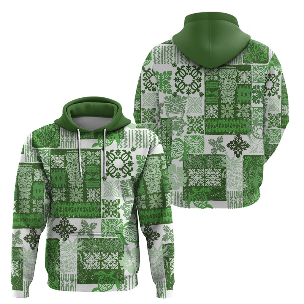 Hawaiian Quilt Hoodie Tiki Tropical Retro Green Version LT14