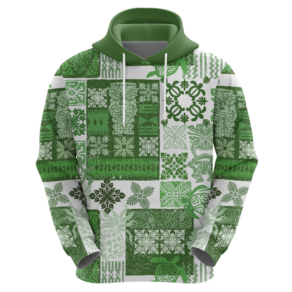 Hawaiian Quilt Hoodie Tiki Tropical Retro Green Version LT14