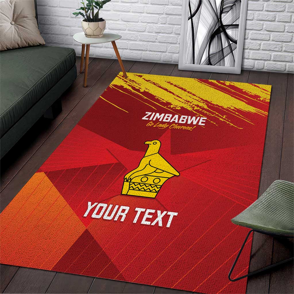 Custom Zimbabwe Cricket Area Rug Go Lady Chevrons Grunge Style LT14
