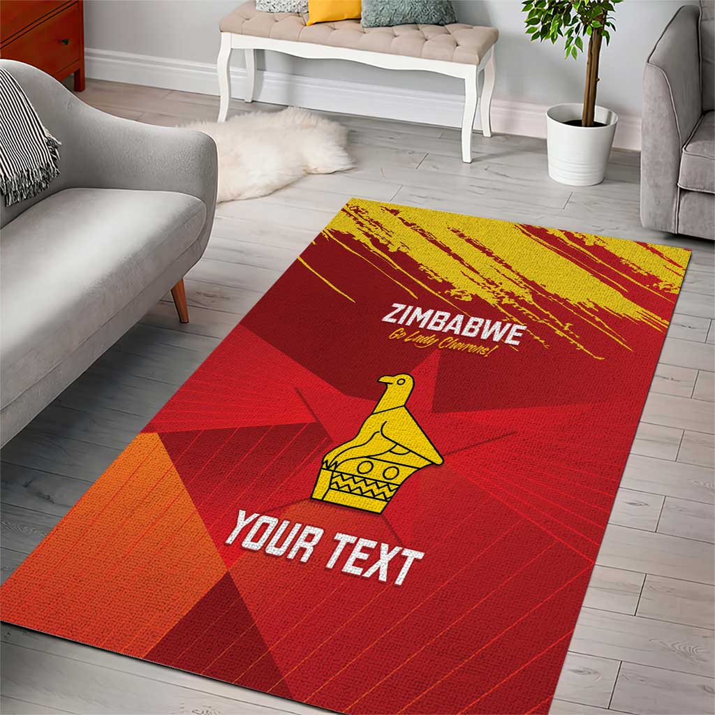 Custom Zimbabwe Cricket Area Rug Go Lady Chevrons Grunge Style LT14