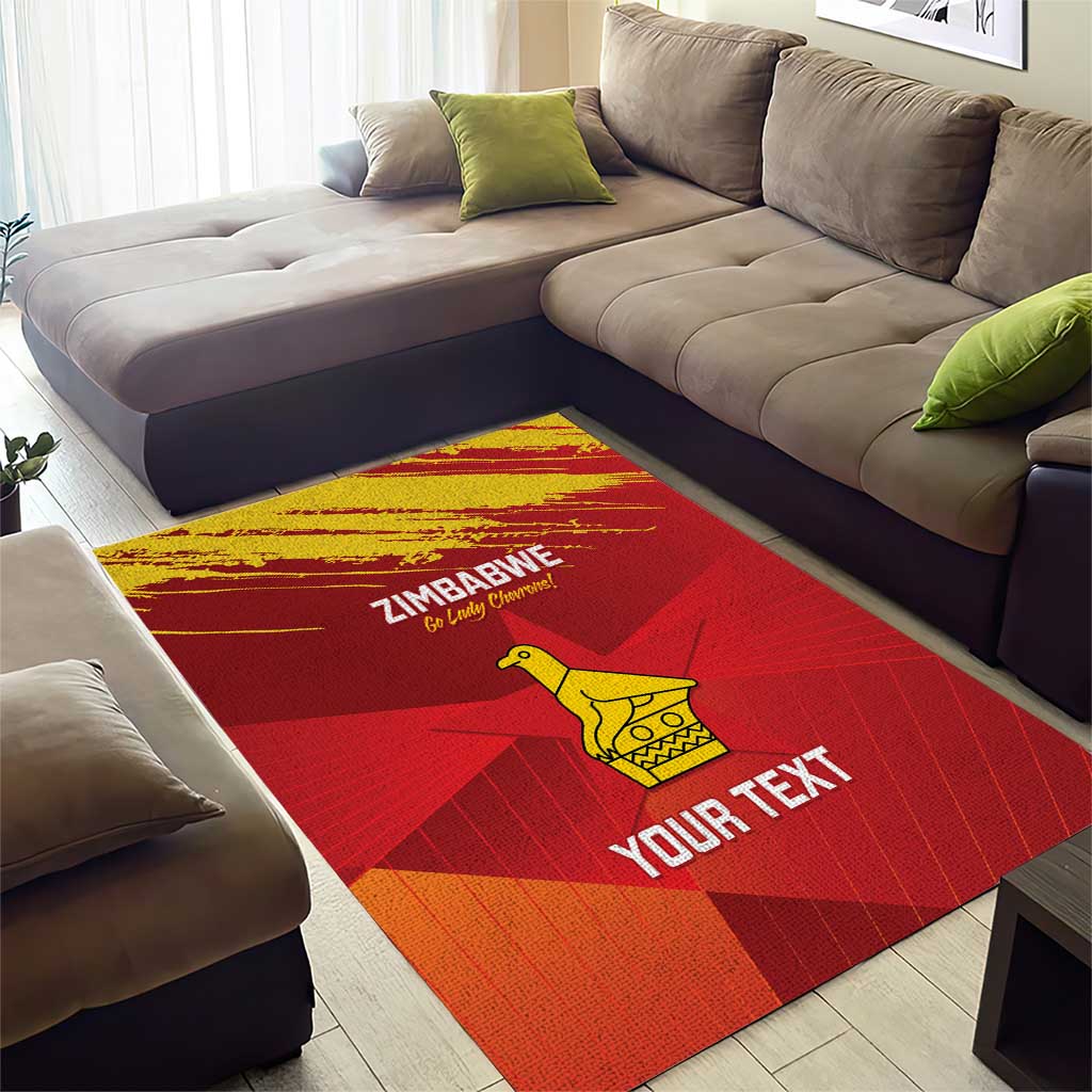 Custom Zimbabwe Cricket Area Rug Go Lady Chevrons Grunge Style LT14