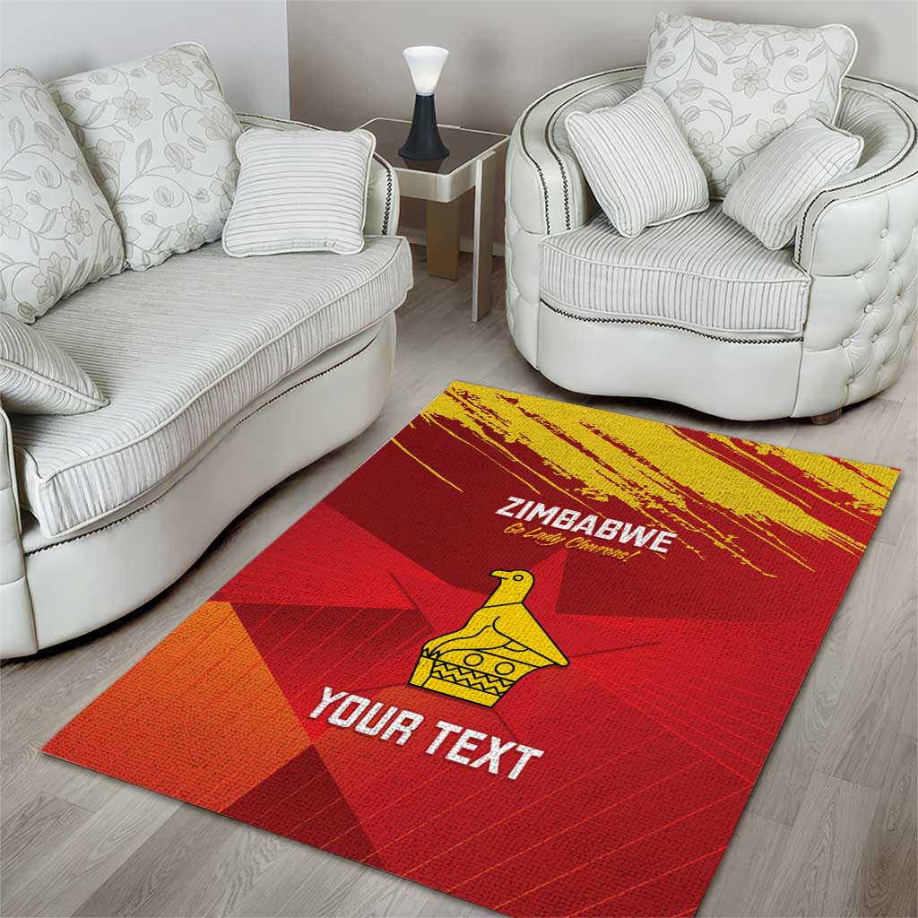 Custom Zimbabwe Cricket Area Rug Go Lady Chevrons Grunge Style LT14