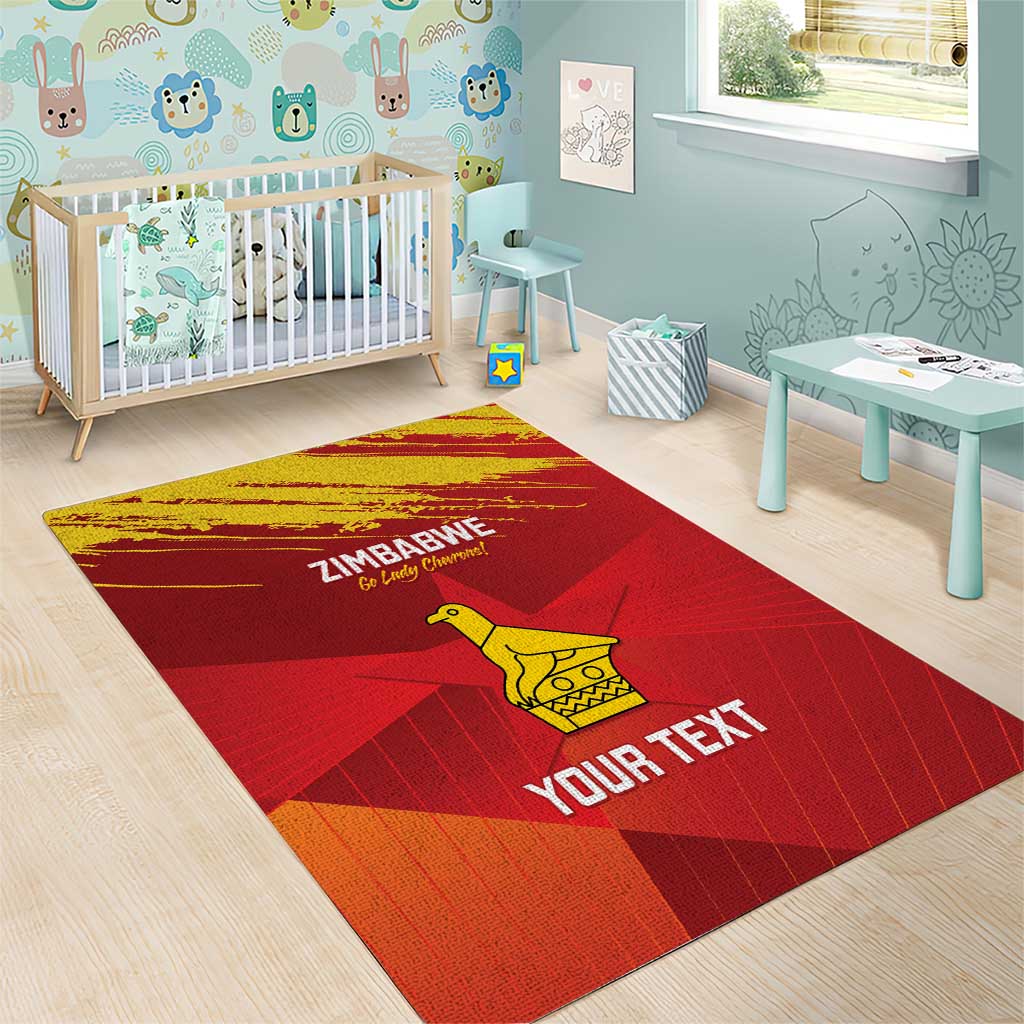 Custom Zimbabwe Cricket Area Rug Go Lady Chevrons Grunge Style LT14
