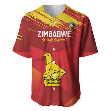 Custom Zimbabwe Cricket Baseball Jersey Go Lady Chevrons Grunge Style LT14