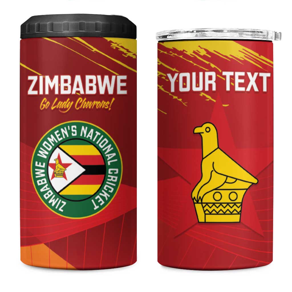 Custom Zimbabwe Cricket 4 in 1 Can Cooler Tumbler Go Lady Chevrons Grunge Style LT14