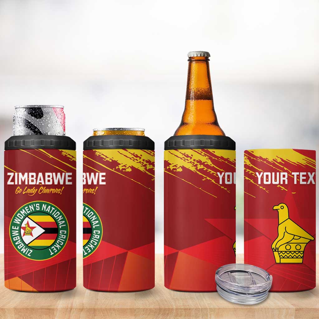 Custom Zimbabwe Cricket 4 in 1 Can Cooler Tumbler Go Lady Chevrons Grunge Style LT14