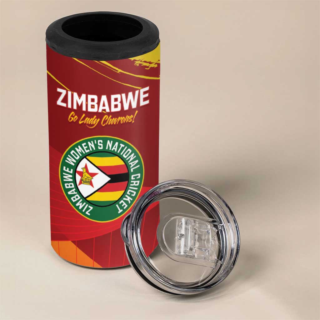 Custom Zimbabwe Cricket 4 in 1 Can Cooler Tumbler Go Lady Chevrons Grunge Style LT14