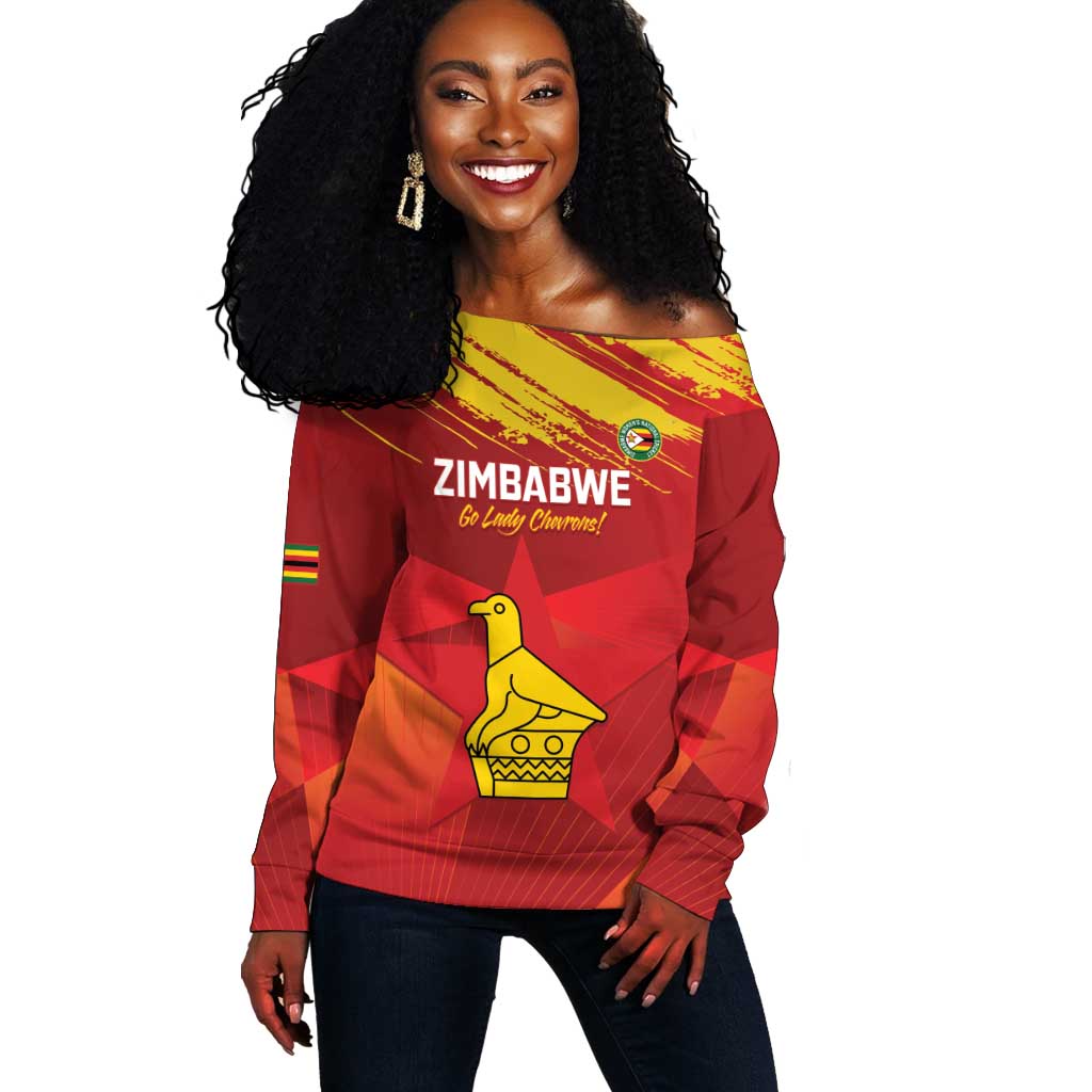 Custom Zimbabwe Cricket Off Shoulder Sweater Go Lady Chevrons Grunge Style LT14