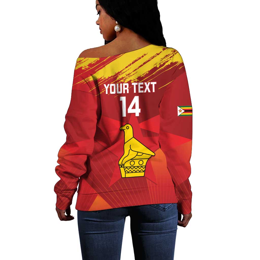 Custom Zimbabwe Cricket Off Shoulder Sweater Go Lady Chevrons Grunge Style LT14