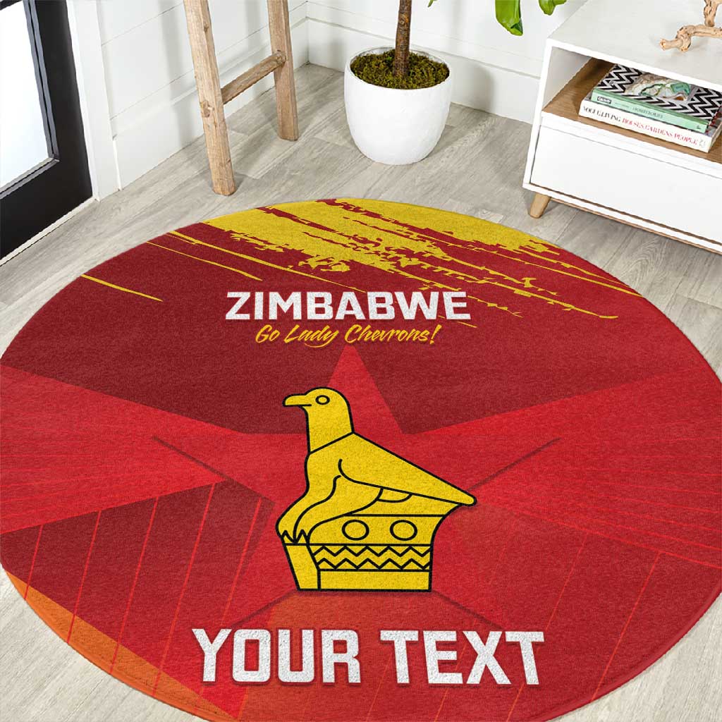 Custom Zimbabwe Cricket Round Carpet Go Lady Chevrons Grunge Style LT14