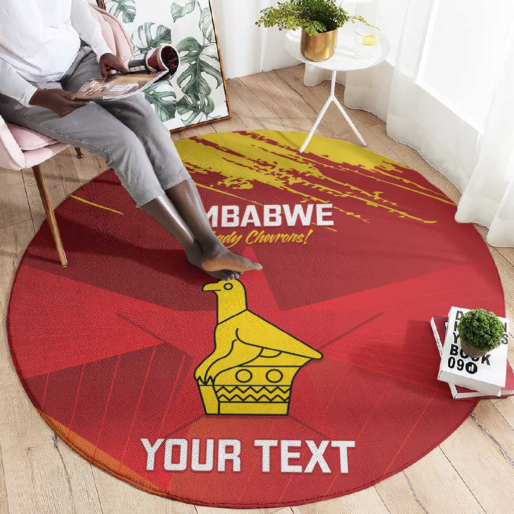 Custom Zimbabwe Cricket Round Carpet Go Lady Chevrons Grunge Style LT14