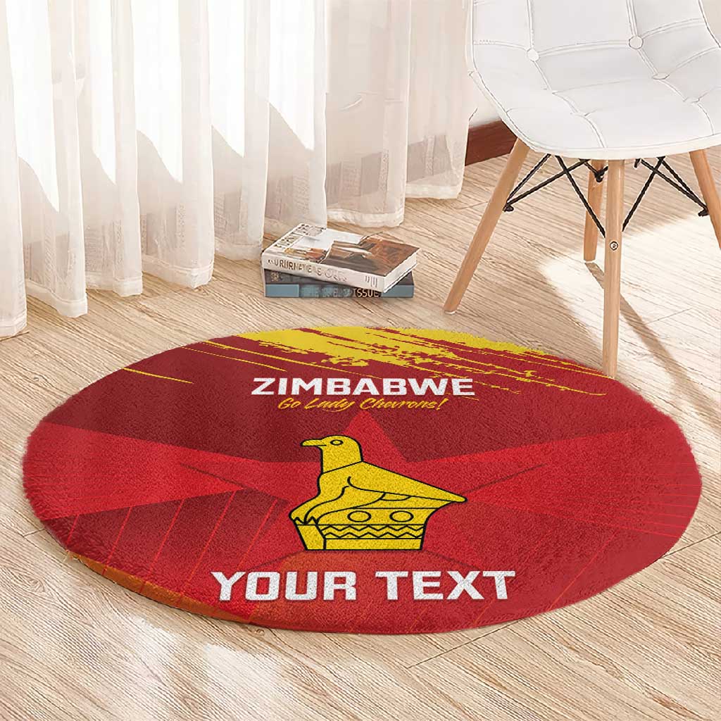 Custom Zimbabwe Cricket Round Carpet Go Lady Chevrons Grunge Style LT14
