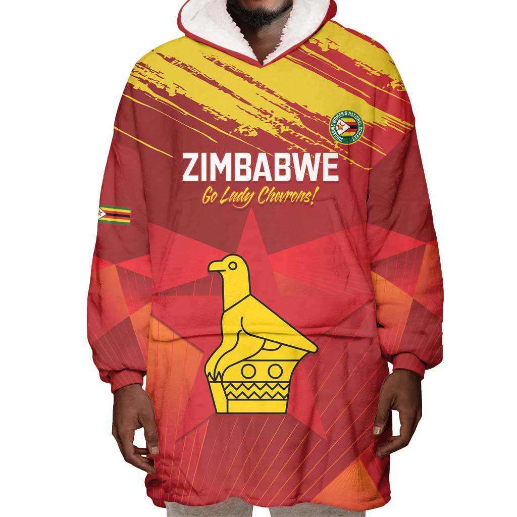 Custom Zimbabwe Cricket Wearable Blanket Hoodie Go Lady Chevrons Grunge Style LT14