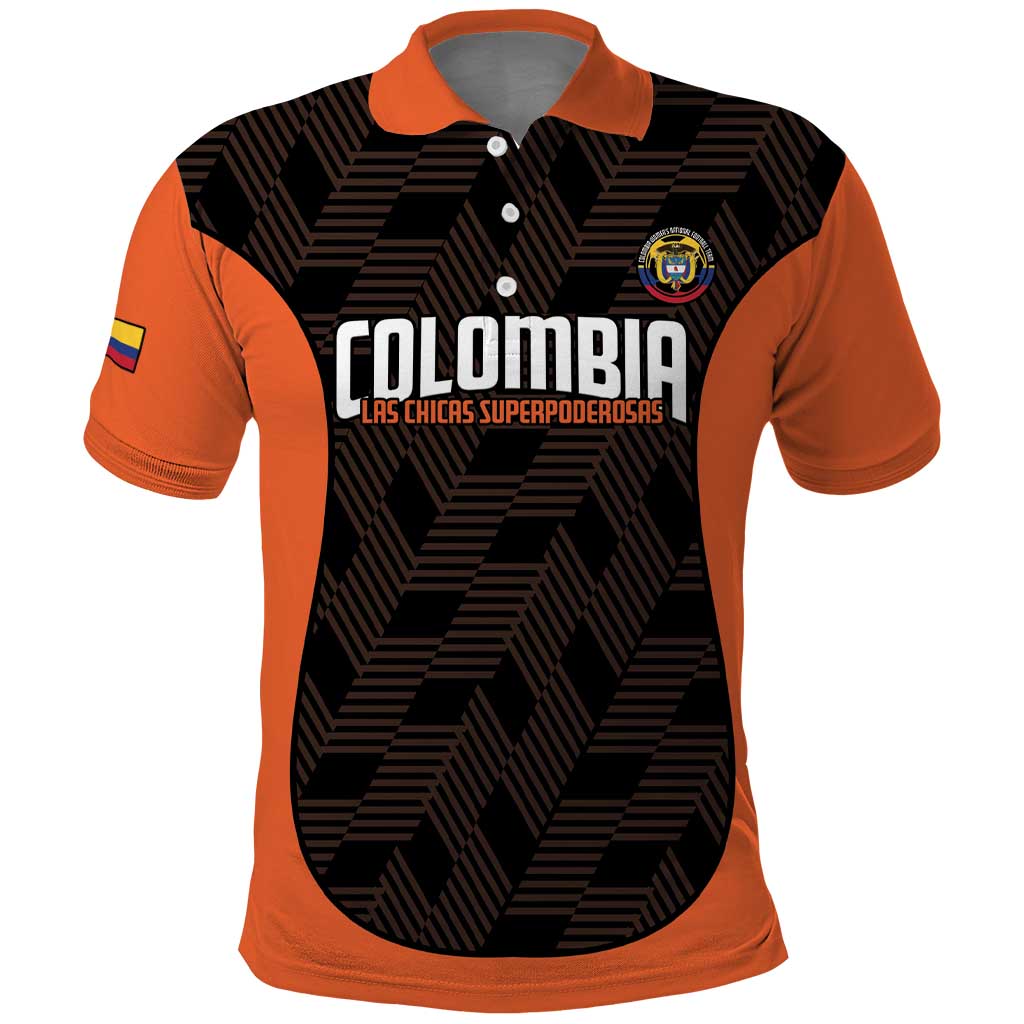Custom Colombia Football Polo Shirt 2025 Las Chicas Superpoderosas - Black Version LT14
