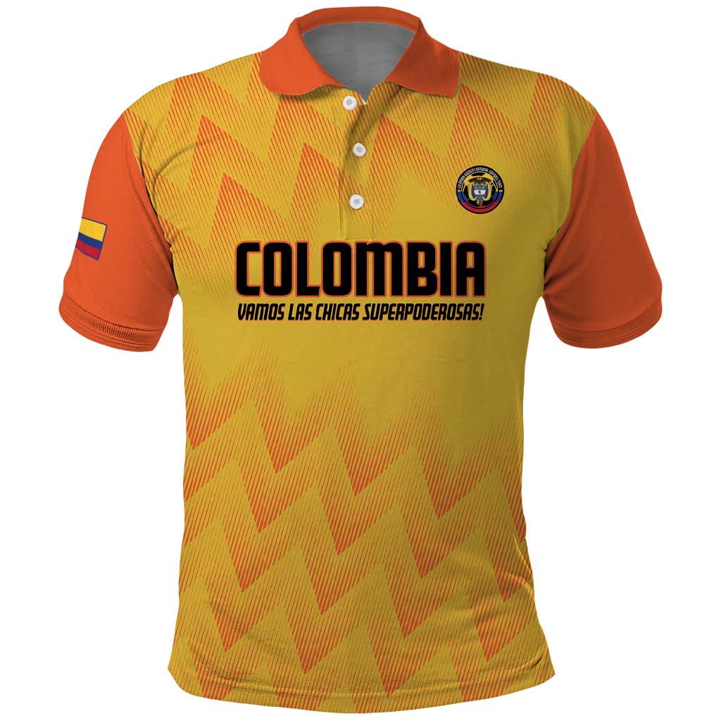 Custom Colombia Football Polo Shirt 2025 Las Chicas Superpoderosas - Yellow Version LT14