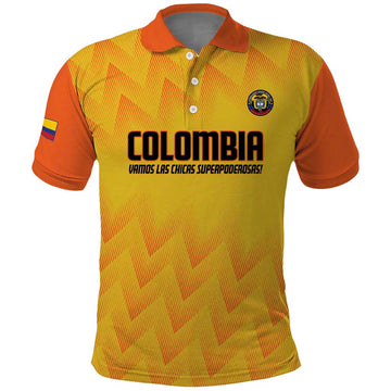 Custom Colombia Football Polo Shirt 2025 Las Chicas Superpoderosas - Yellow Version LT14