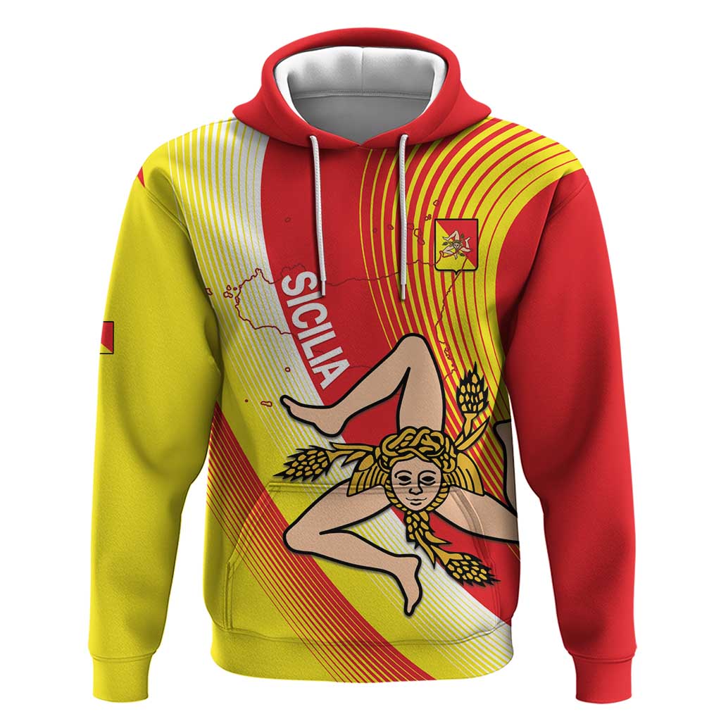 Personalized Sicilia La Trinacria Hoodie Sicilian Map Flag Color LT14