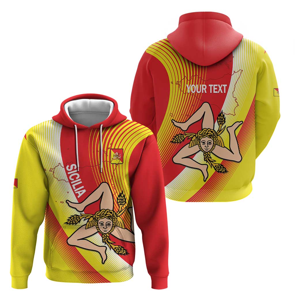 Personalized Sicilia La Trinacria Hoodie Sicilian Map Flag Color LT14
