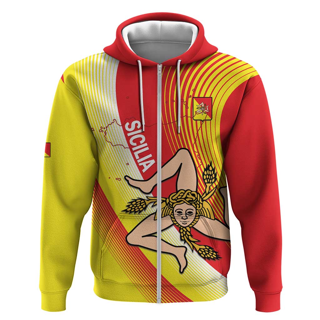 Personalized Sicilia La Trinacria Hoodie Sicilian Map Flag Color LT14