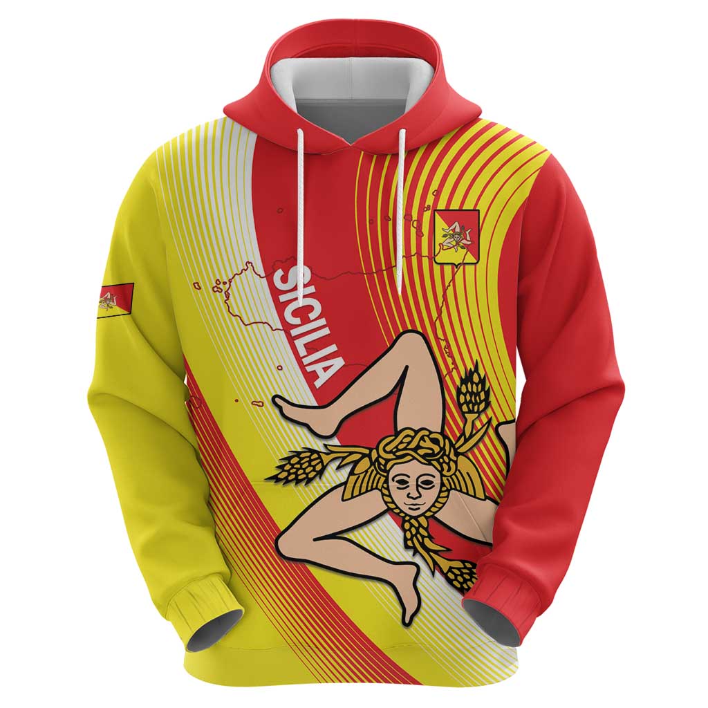 Personalized Sicilia La Trinacria Hoodie Sicilian Map Flag Color LT14