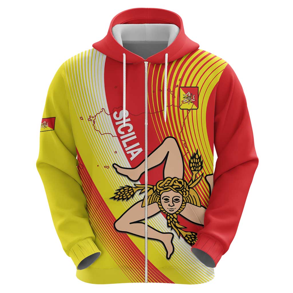 Personalized Sicilia La Trinacria Hoodie Sicilian Map Flag Color LT14