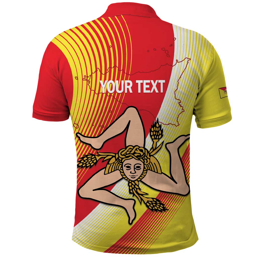 Personalized Sicilia La Trinacria Polo Shirt Sicilian Map Flag Color LT14