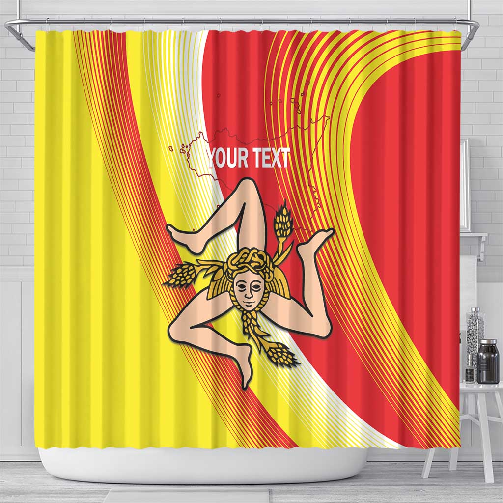 Personalized Sicilia La Trinacria Shower Curtain Sicilian Map Flag Color LT14