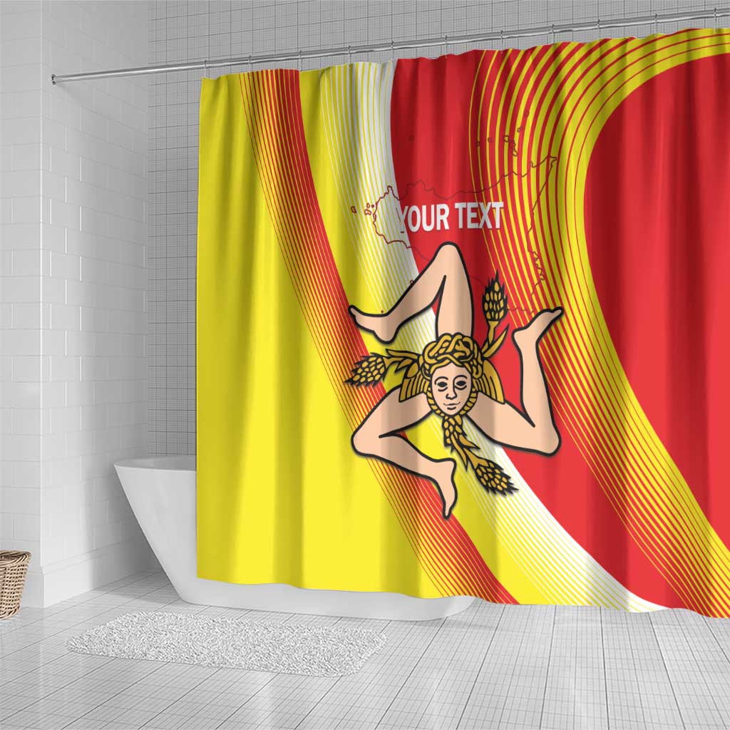 Personalized Sicilia La Trinacria Shower Curtain Sicilian Map Flag Color LT14