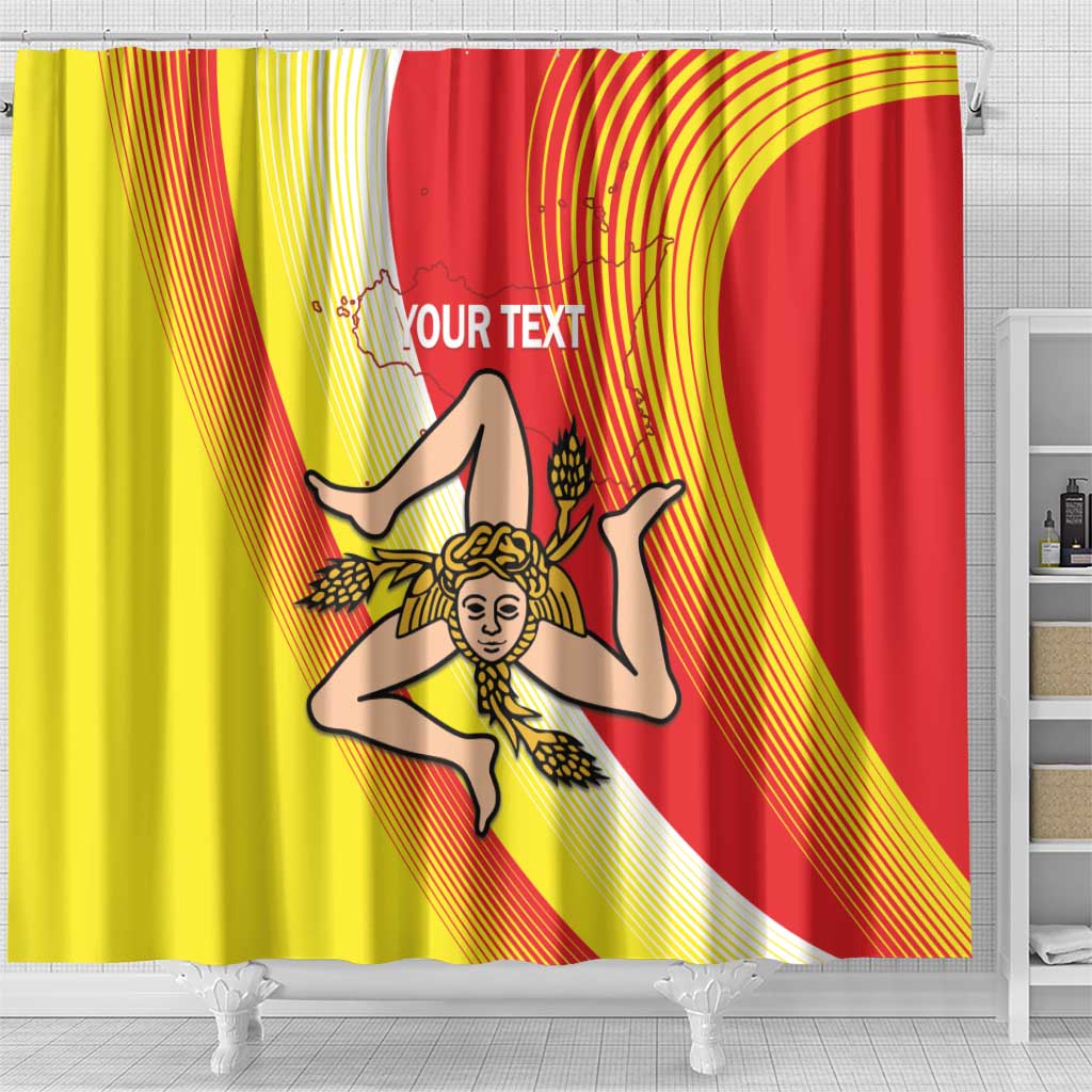 Personalized Sicilia La Trinacria Shower Curtain Sicilian Map Flag Color LT14