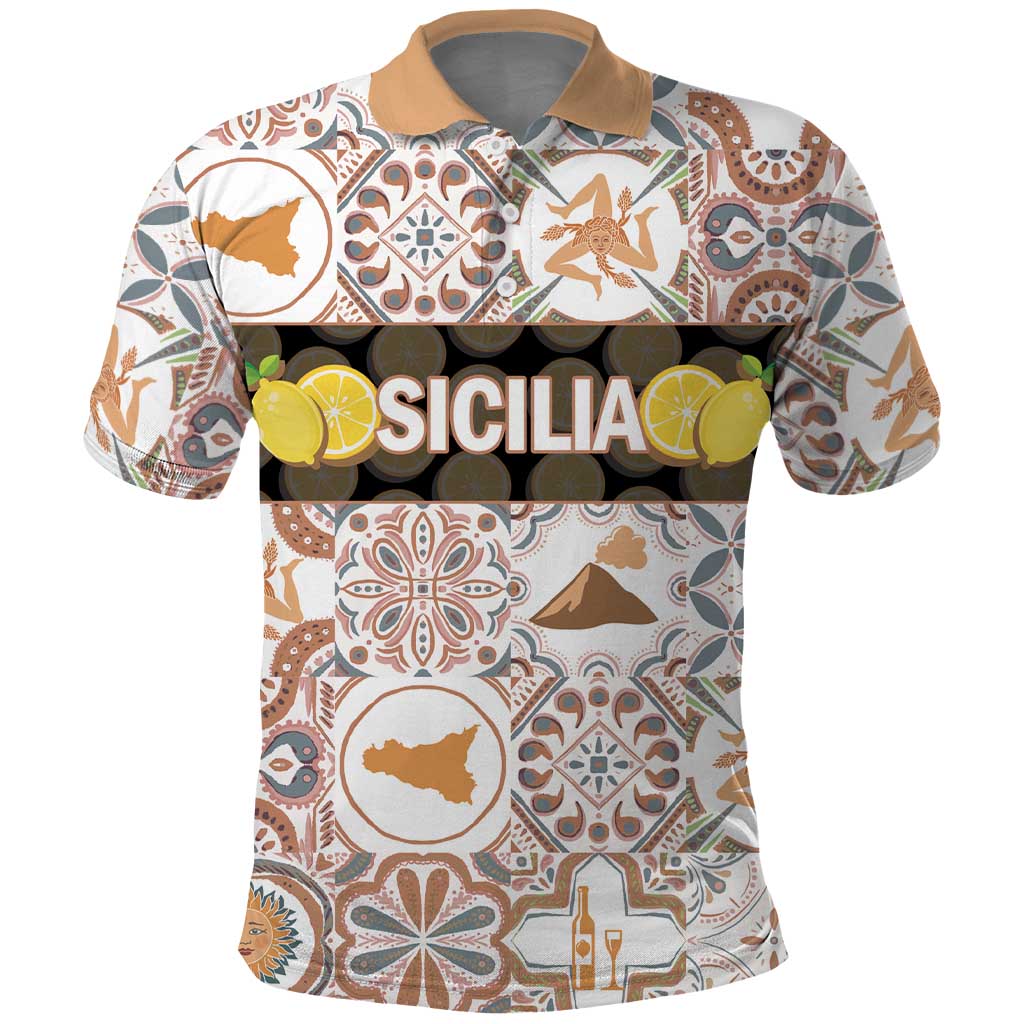 Personalized Sicilia National Symbols With Mosaic Motifs Polo Shirt LT14