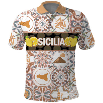 Personalized Sicilia National Symbols With Mosaic Motifs Polo Shirt LT14
