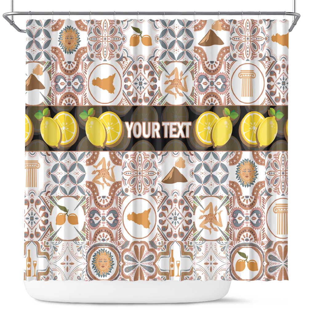 Personalized Sicilia National Symbols With Mosaic Motifs Shower Curtain LT14