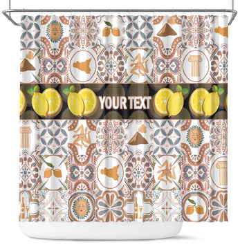 Personalized Sicilia National Symbols With Mosaic Motifs Shower Curtain LT14