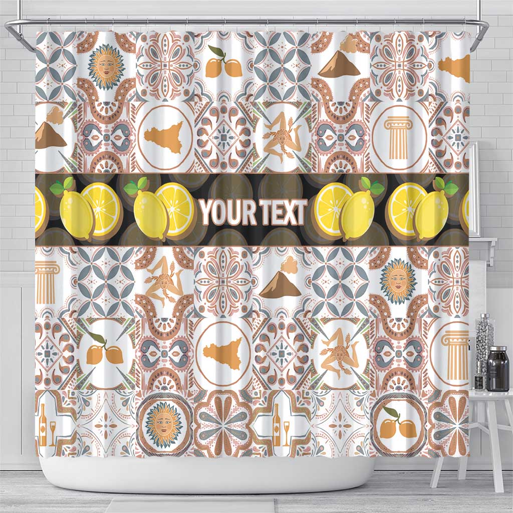 Personalized Sicilia National Symbols With Mosaic Motifs Shower Curtain LT14