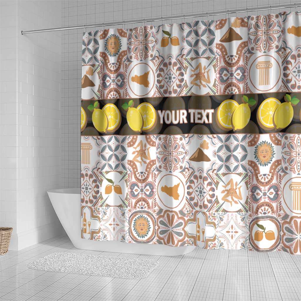 Personalized Sicilia National Symbols With Mosaic Motifs Shower Curtain LT14