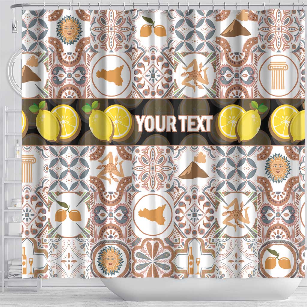 Personalized Sicilia National Symbols With Mosaic Motifs Shower Curtain LT14