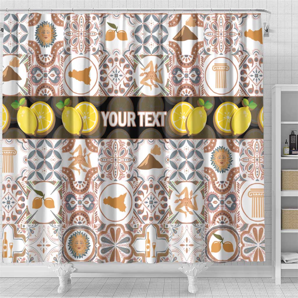 Personalized Sicilia National Symbols With Mosaic Motifs Shower Curtain LT14
