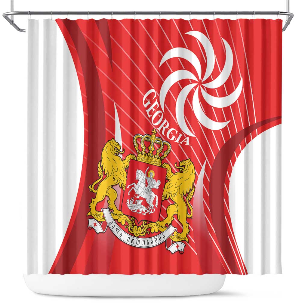 Georgia Independence Day Shower Curtain Borjgalo With Coat Of Arms LT14