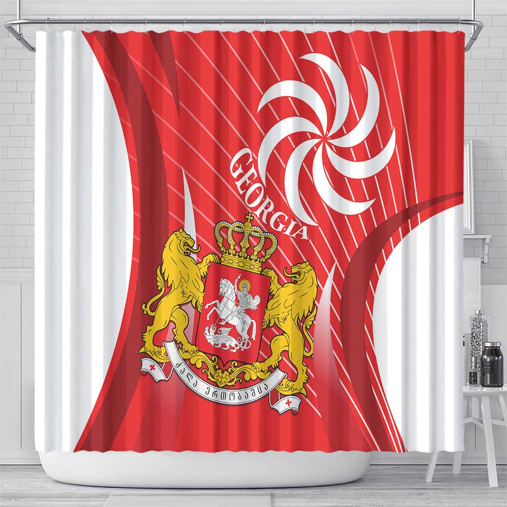 Georgia Independence Day Shower Curtain Borjgalo With Coat Of Arms LT14