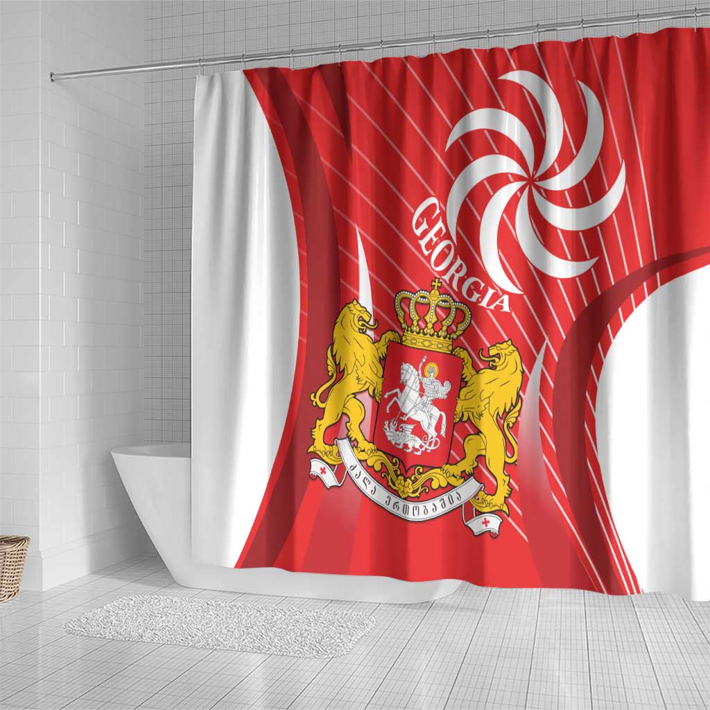 Georgia Independence Day Shower Curtain Borjgalo With Coat Of Arms LT14