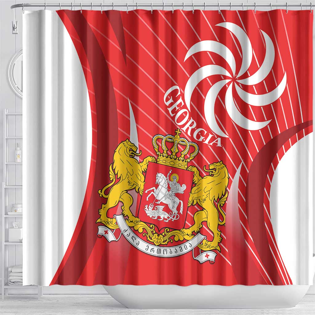 Georgia Independence Day Shower Curtain Borjgalo With Coat Of Arms LT14