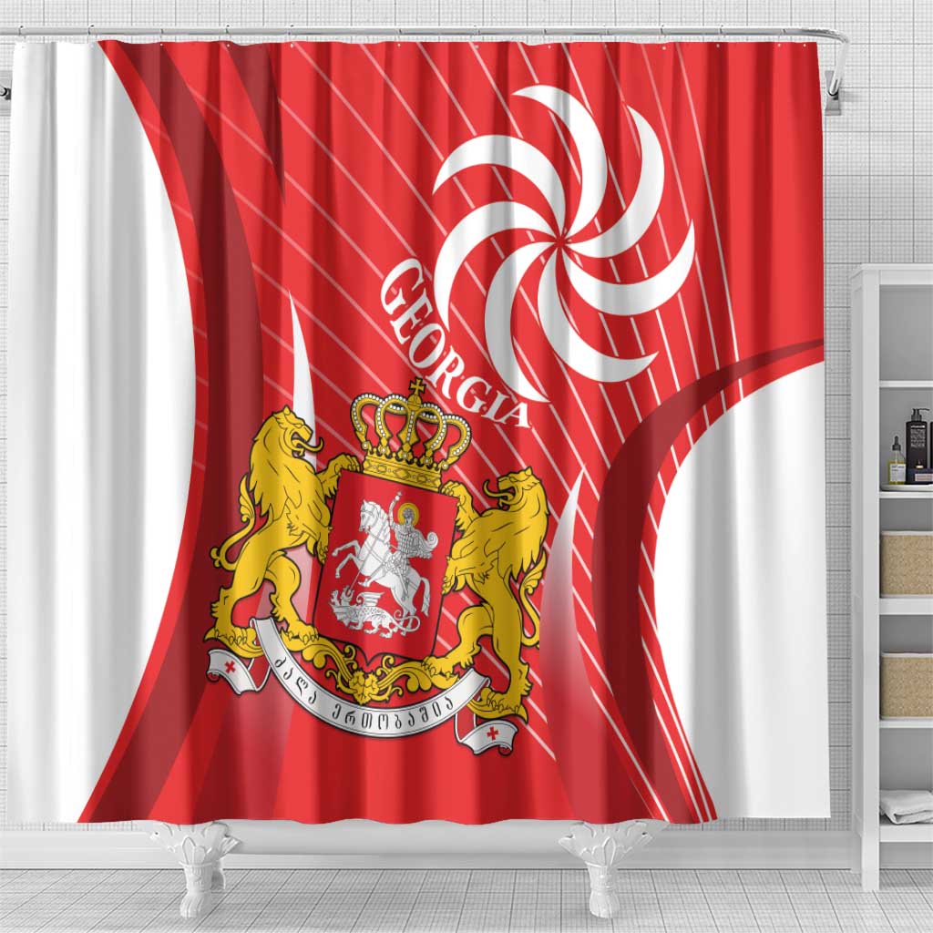 Georgia Independence Day Shower Curtain Borjgalo With Coat Of Arms LT14