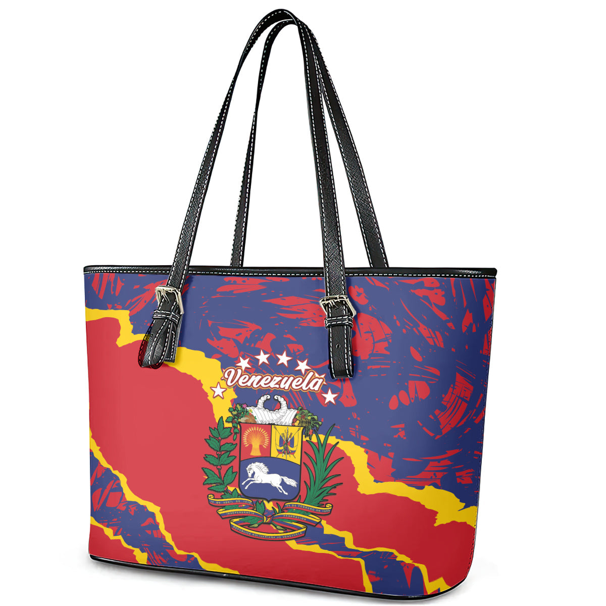 Venezuela Independence Day Leather Tote Bag Feliz Dia de la Independencia Grunge Style LT14