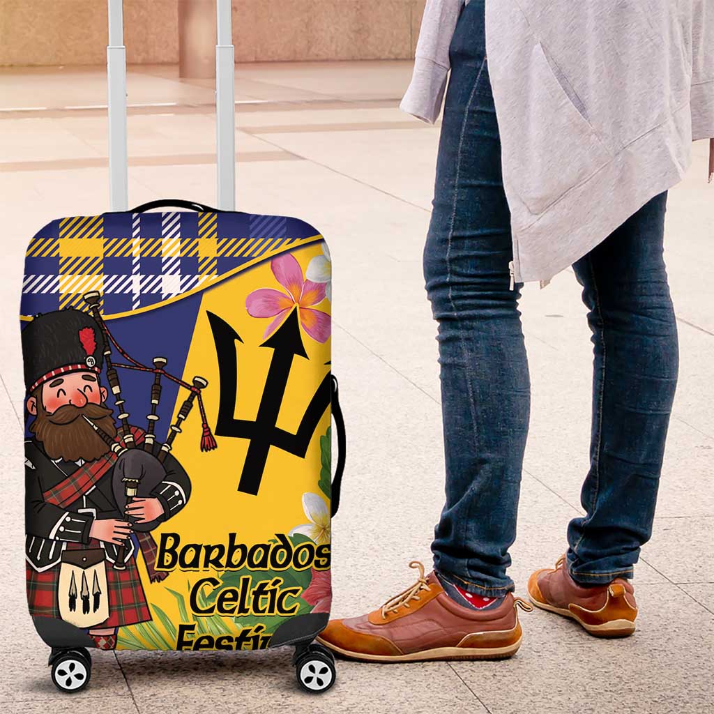 Barbados Celtic 2025 Festival Luggage Cover Scottish Man With Bagpipes LT14