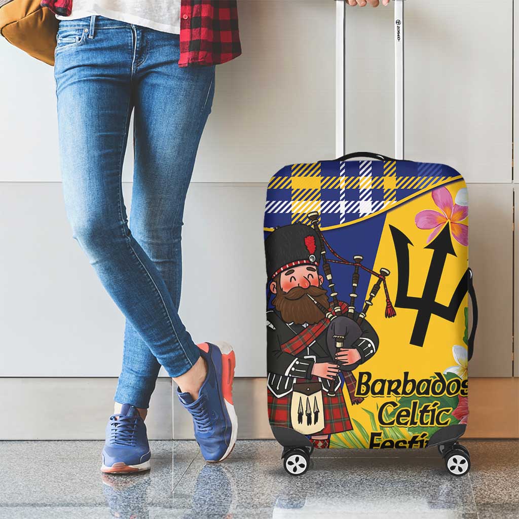 Barbados Celtic 2025 Festival Luggage Cover Scottish Man With Bagpipes LT14